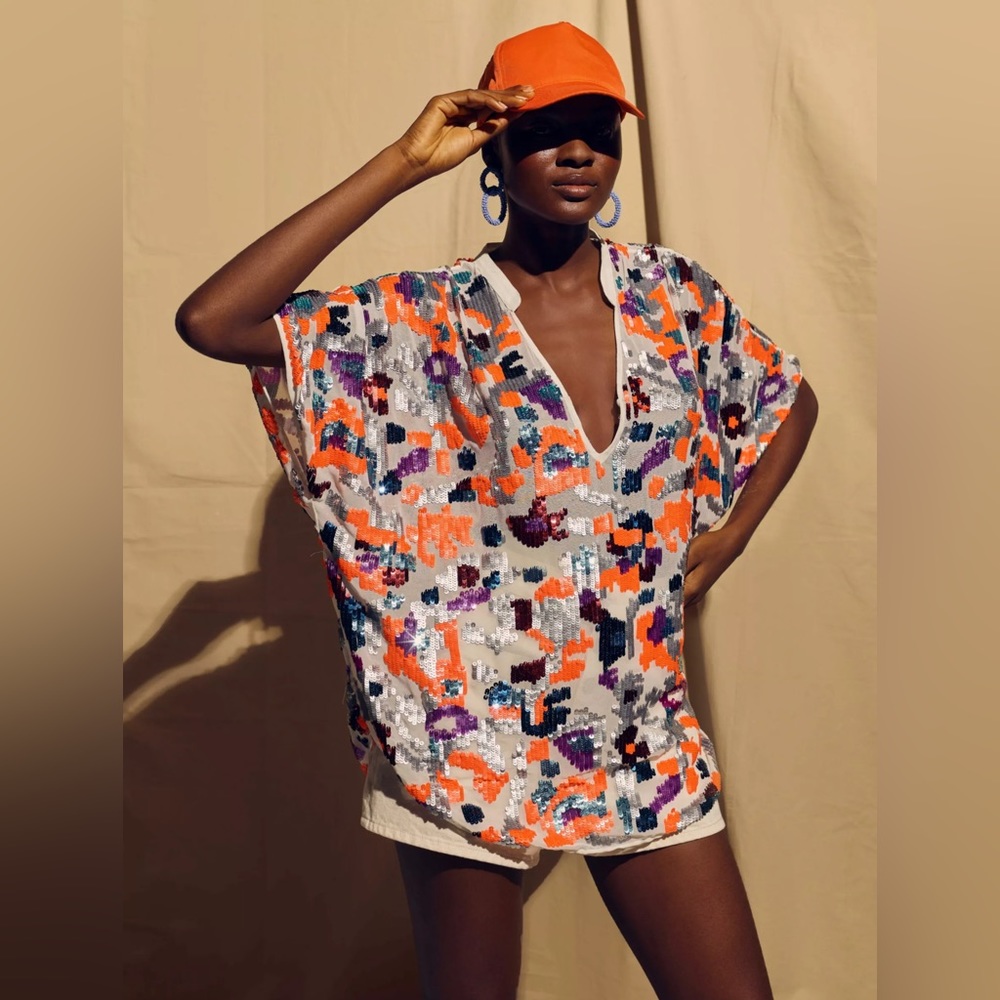 Flora Sequin V-Neck Blouse